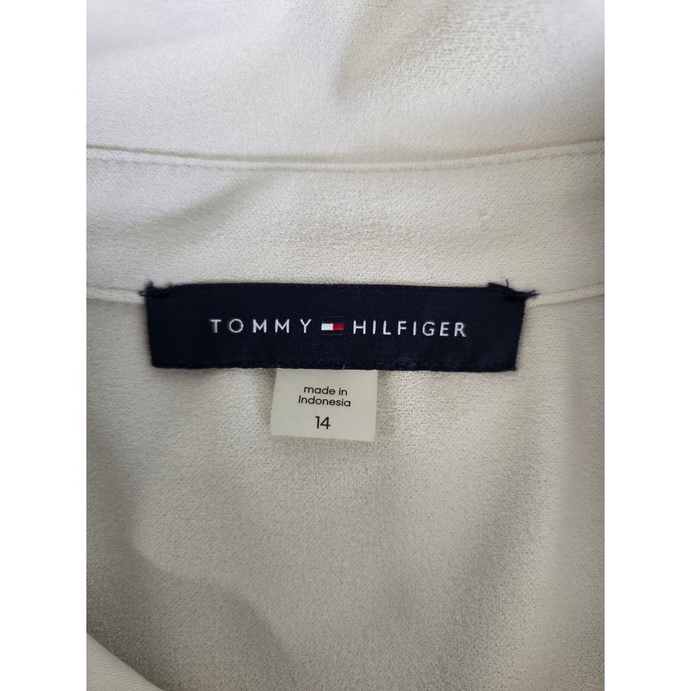 Tommy Hilfiger Womens‎ Button Front Jumpsuit Size 14 Ivory Wide Leg Cropped Work - Picture 4 of 11